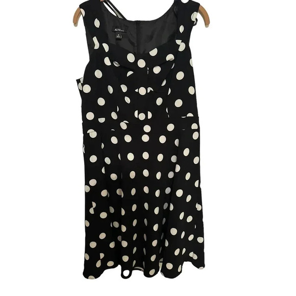 Alyx Women’s Black & White Polka Dot Sleeveless Stretch Sheath Dress Size 16 - Picture 4 of 10